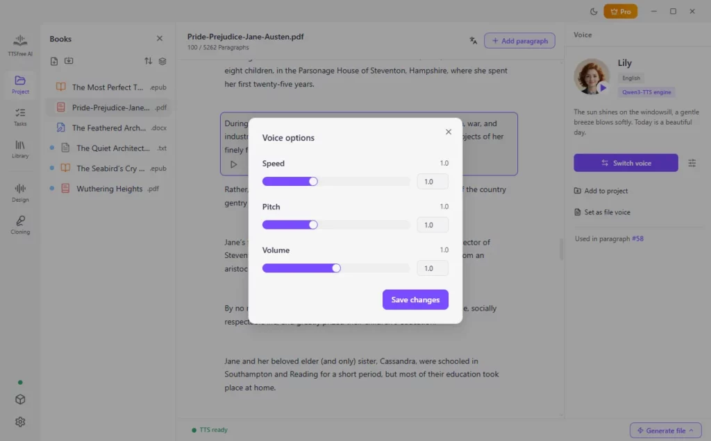 Customize voice options