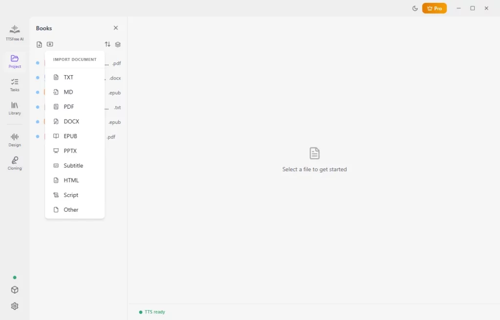 Import a new file
