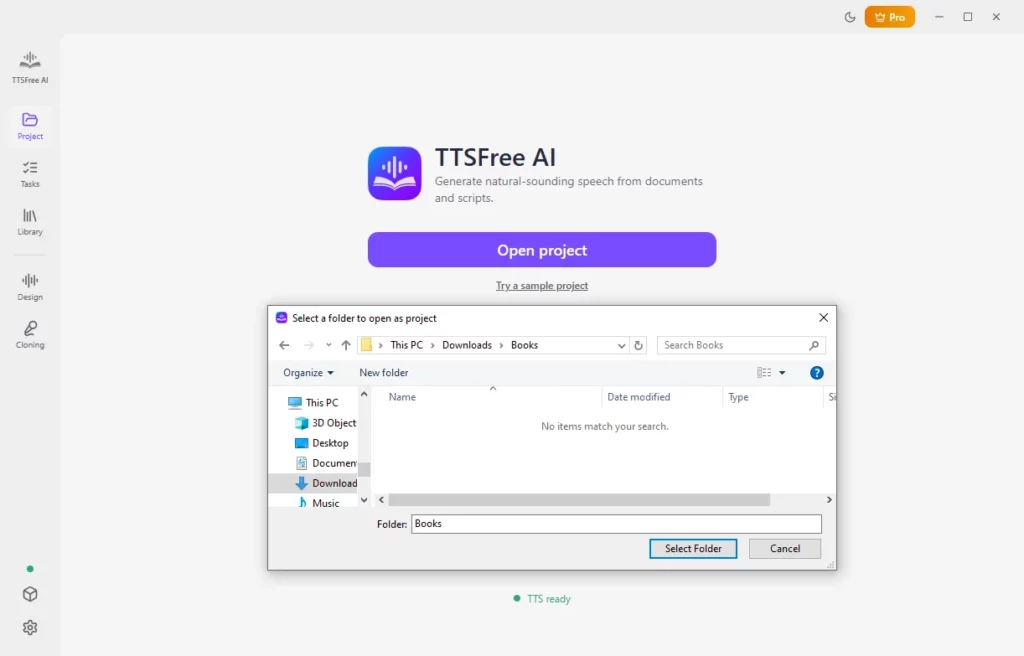 Open a TTS project
