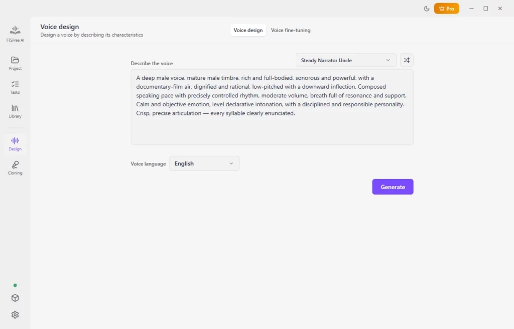 Voice Design feature